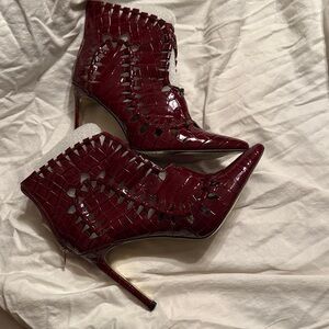 Elegant Burgundy Very Stiletto Ankle Boots